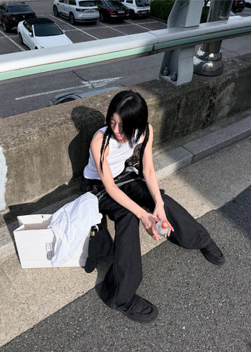 FRINGE DENIM SKIRT PANTS